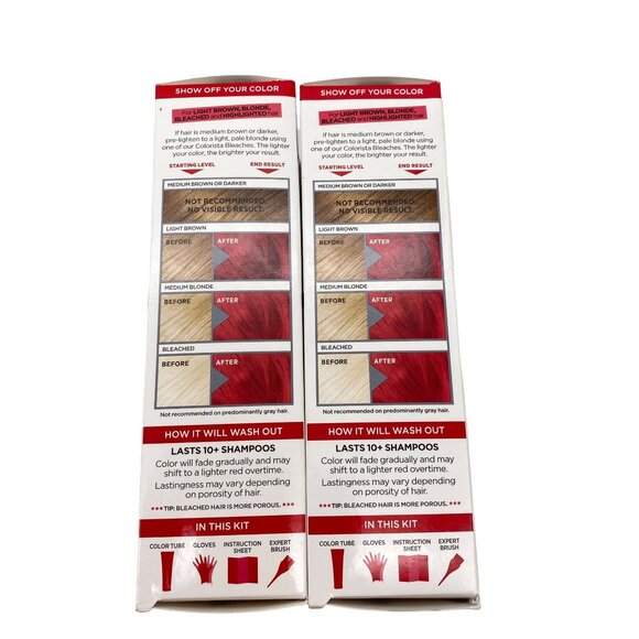 L'Oreal Colo Rista semi permanent hair color BrightRed375 lot of 2 red - Picture 4 of 6